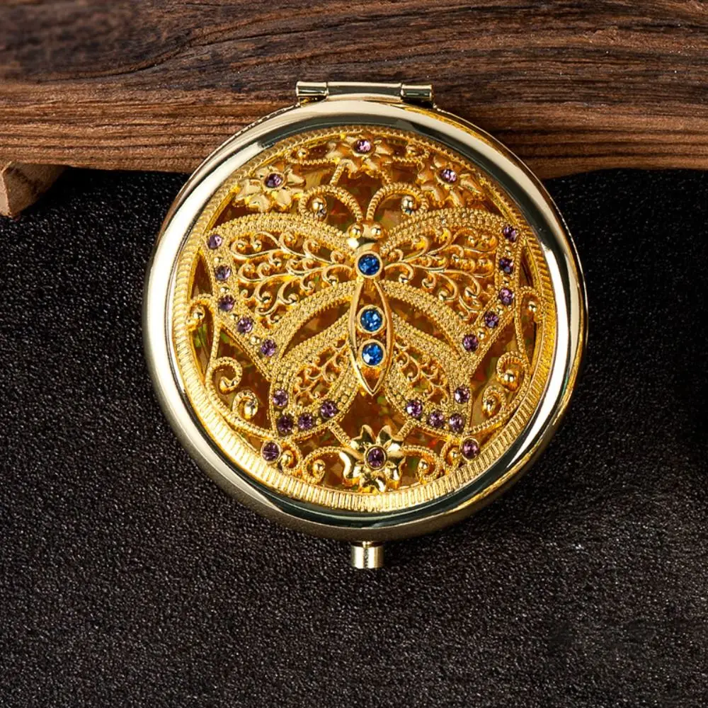 메이크업 거울 금속 절묘한 거울 장식 크리스탈 휴대용 거울 양면 반짝이 포켓 거울 여행