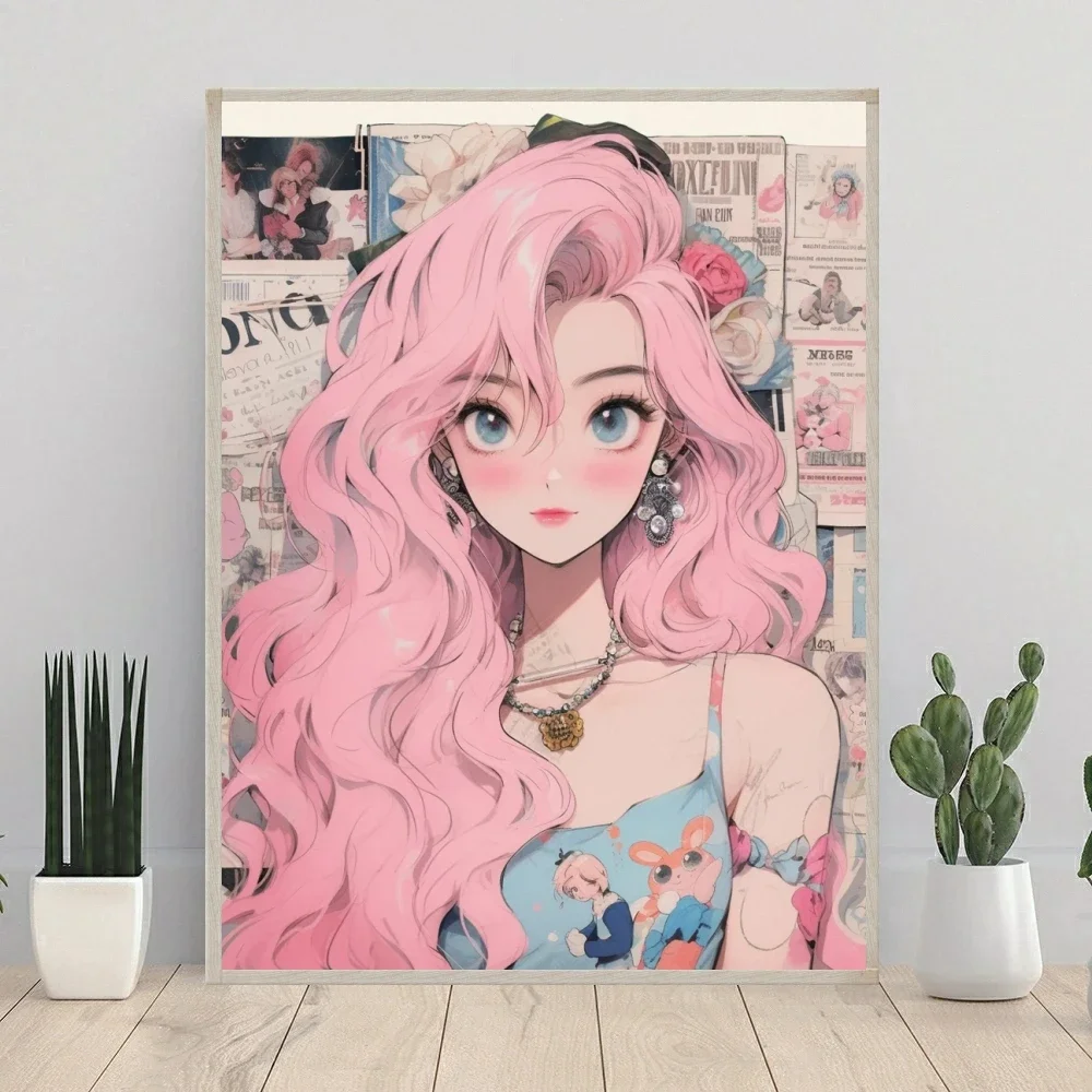 اليابانية Kawaii فتاة 5D DIY ألواح تلوين حرفية لامعة غرزة الكرتون الفن فسيفساء التطريز المستديرة ديكور المنزل الاطفال هدية