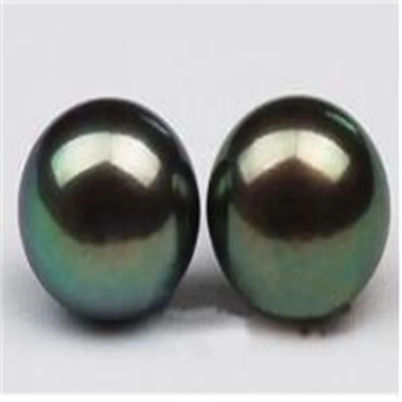 10-11mm Tahitian Black Natural Pearl Earring AAA Grade