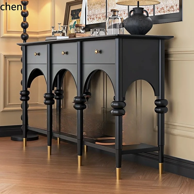 

ZML retro porch cabinet entrance foyer rack living room home locker solid wood porch table