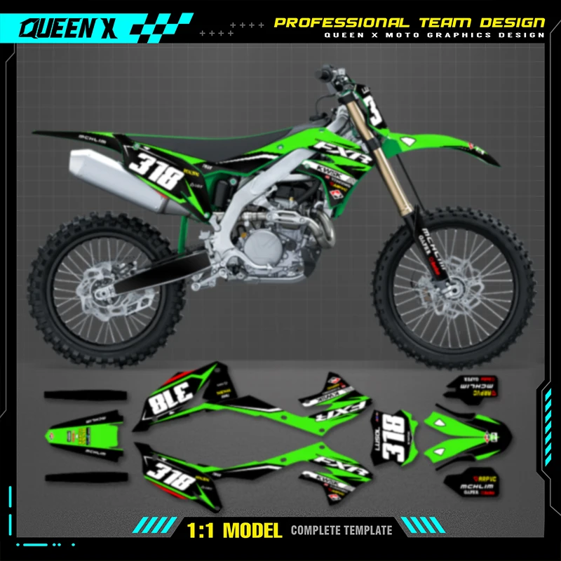 

Queen X MOTOR для KAWASAKI KXF450 KX 450 2019-2023 KXF250 KXF 250 2021-2024, графические наклейки для мотокросса, наклейки