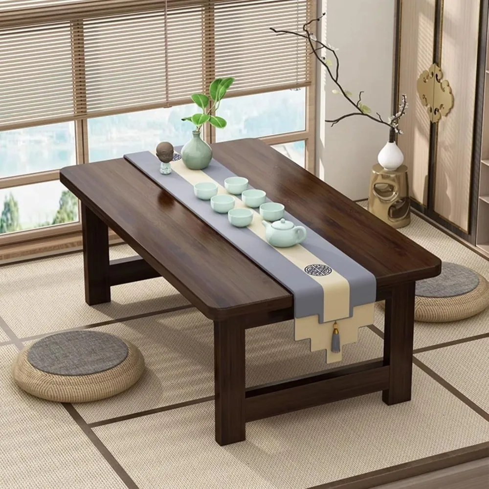 Foldable Small Table Coffee Tea Room Table Bedside Computer Desk Folding No Assembly Required Suitable for Tatami Tea Room Balco
