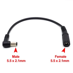 DC 5.5 x 2.1mm Cable Male to Female Adapter, 5.5*2.1mm Right Angle 90 Degree Charging Cable