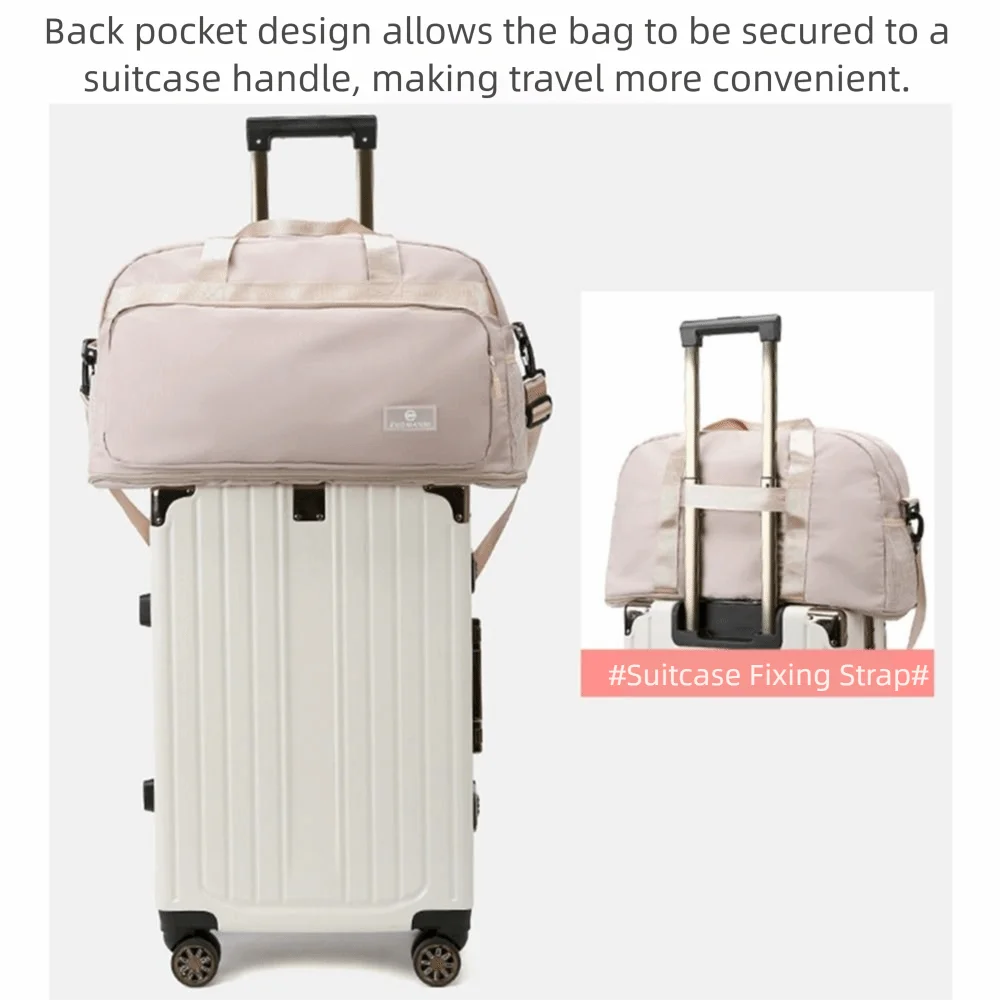 Expandable Travel Duffel Bag Large Capacity Waterproof Women's Fitness Handbag Wear Resistant Crossbody Travel Luggage Bag