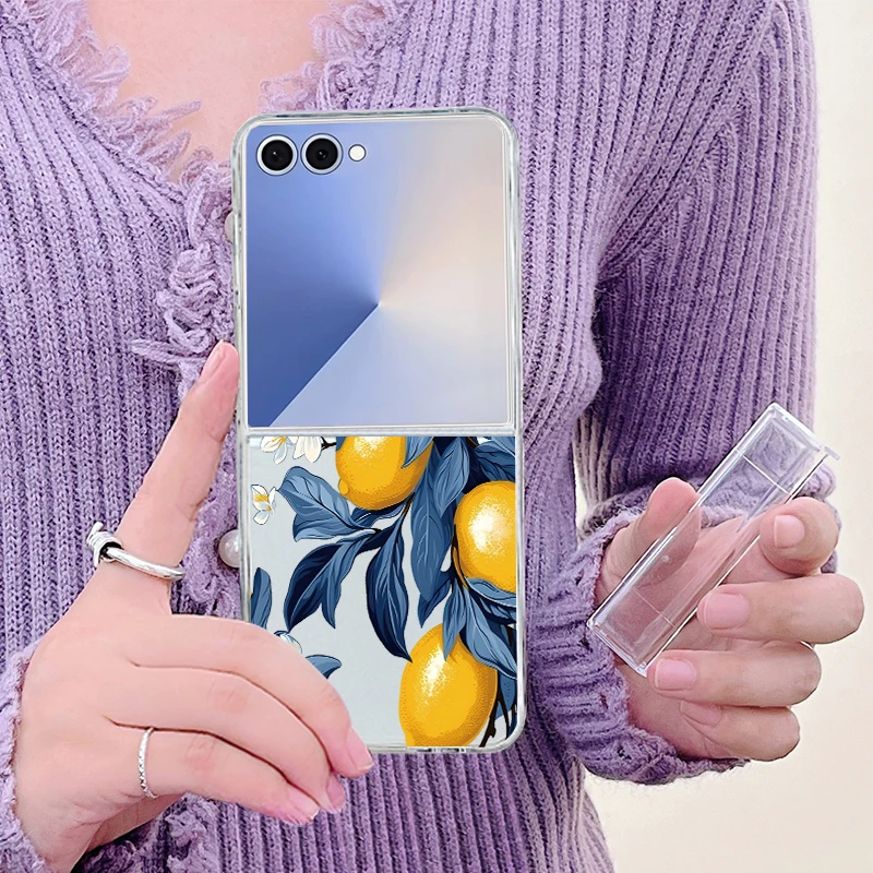 Pink Cherry Printed Phone Case For Samsung Galaxy Z Flip7 Flip6 Flip5 Flip4 Flip7 FE Flip3 5G Folding Hard PC Transparent Cover view 3
