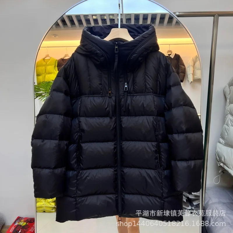 المرأة طويلة فوق الركبة سترة مقنعين حزام خصر سترة دافئة معطف 2026 الخريف الشتاء جديد الأبيض بطة أسفل سترة