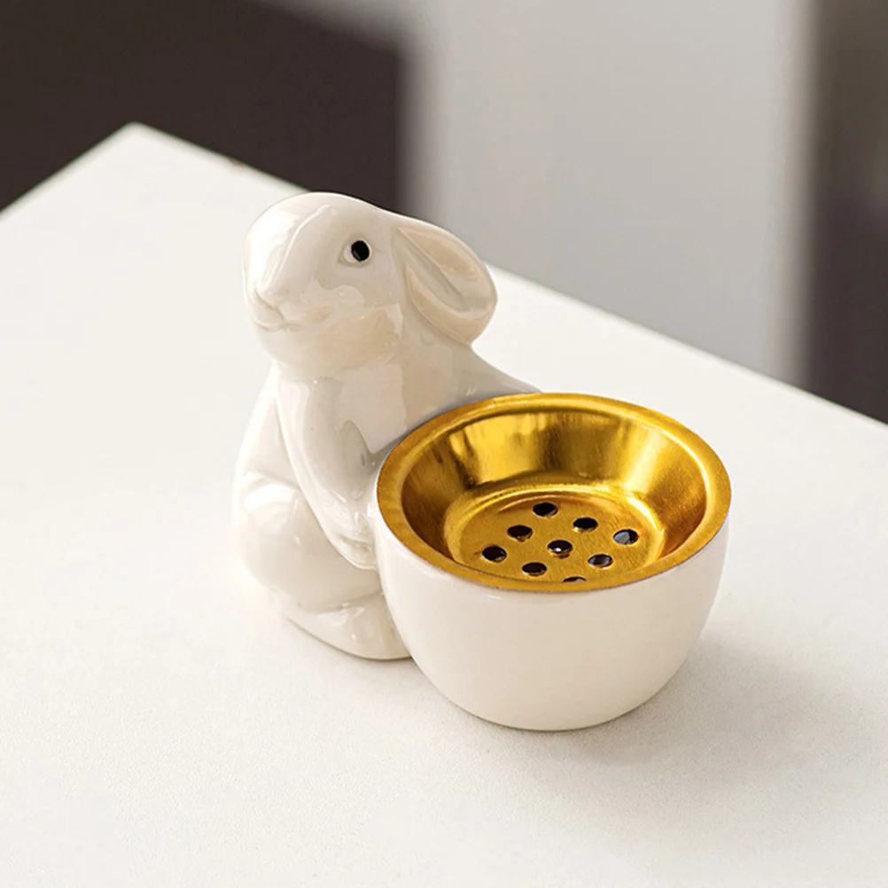 

Rabbit Statue Incense Holder Ceramic Cone Burner for Home Office Decorative Tabletop Centerpiece Gift Idea Cone Incense Burner