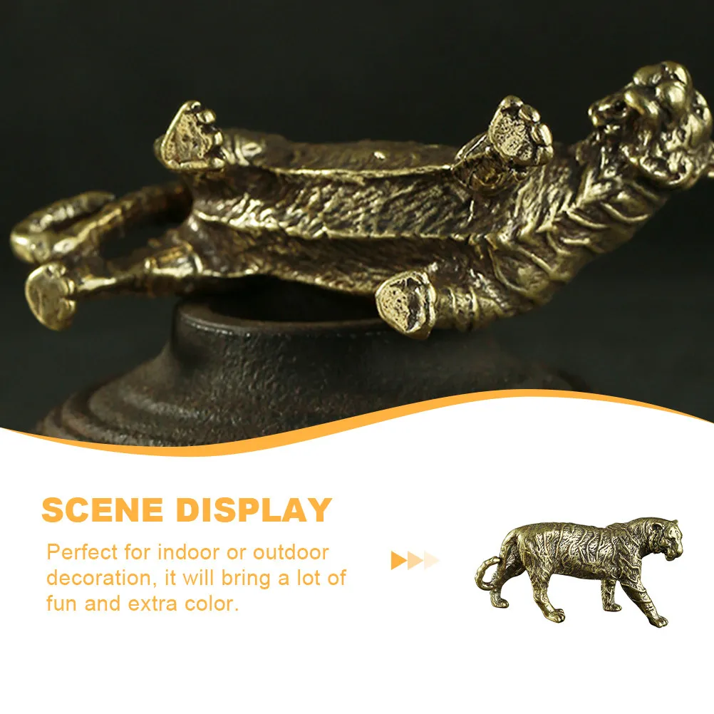 Brass Tiger Ornament Sturdy Retro Animals Decoration Rustic Zodiac Tiger Craft Desktop Office Home Brass Animals Decoration view 6