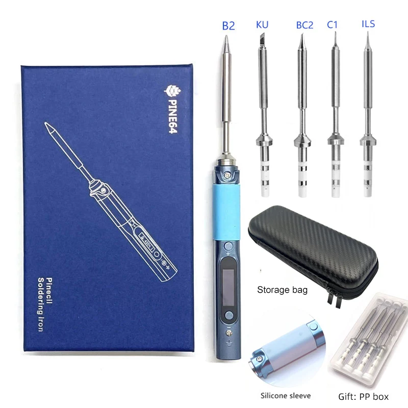 Pine64 Intelligent Constant Temperature Portable Electric Mini Smart Soldering Iron With Storage Bag B2 BC2 KU C1 I C4 D24 KTip