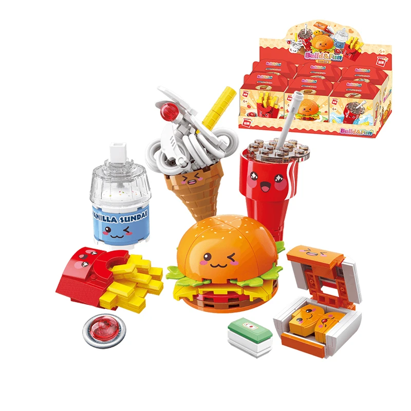 Education lovely Building Block Foodstuff Drinks Architecture Brick Accessory Toys Friend Birthday Assembly Children Kids Girls