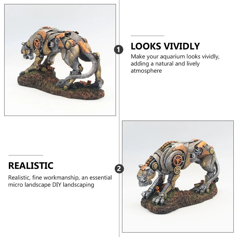 

Mechanical Leopard For Aquarium Resin Craft Ornament Fish Tank Landscape Hill Landscaping Decor Room Decor Hideout Cave