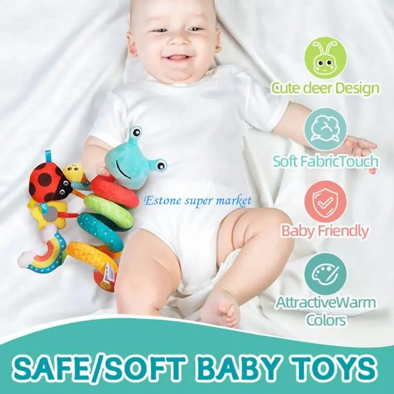 Jouet interactif suspendu en forme d'escargot 090B, hochet en tissu Design enveloppé coloré, aide à l'apprentissage précoce