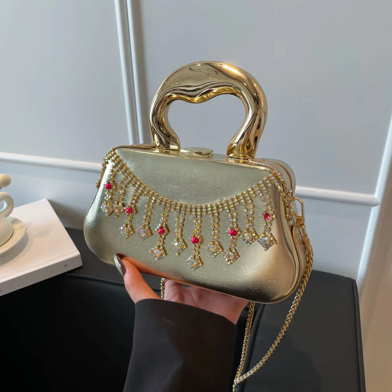 

Tassel Box Bags for Women 2025 New Luxury Evening Handbag Leather Fashion Clutch Purse Chain Party Crossbody Shoulder Bag Woman