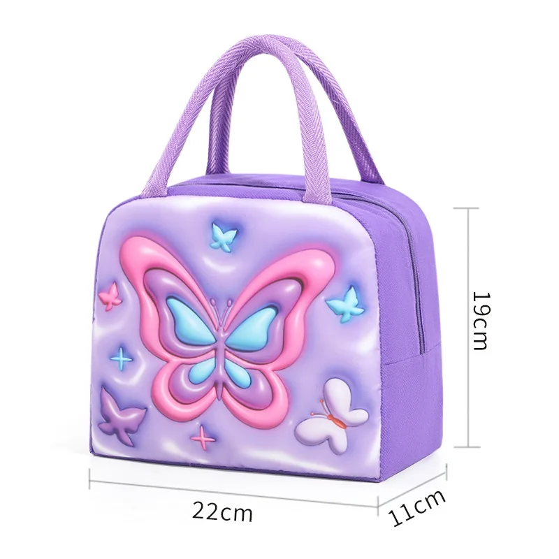 3D Cartoon Animal Pattern Lunch Bag Thickened Handheld Insulated Lunch Box Bags Large Capacity Children Bento Bag