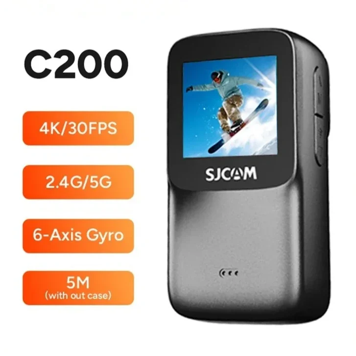 

SJCAM C200 Pro 4K Action Camera with Portable Body 5M Waterproof FHD 6-Axis GYRO Video Body 5G WiFi Night Vision Sports DV