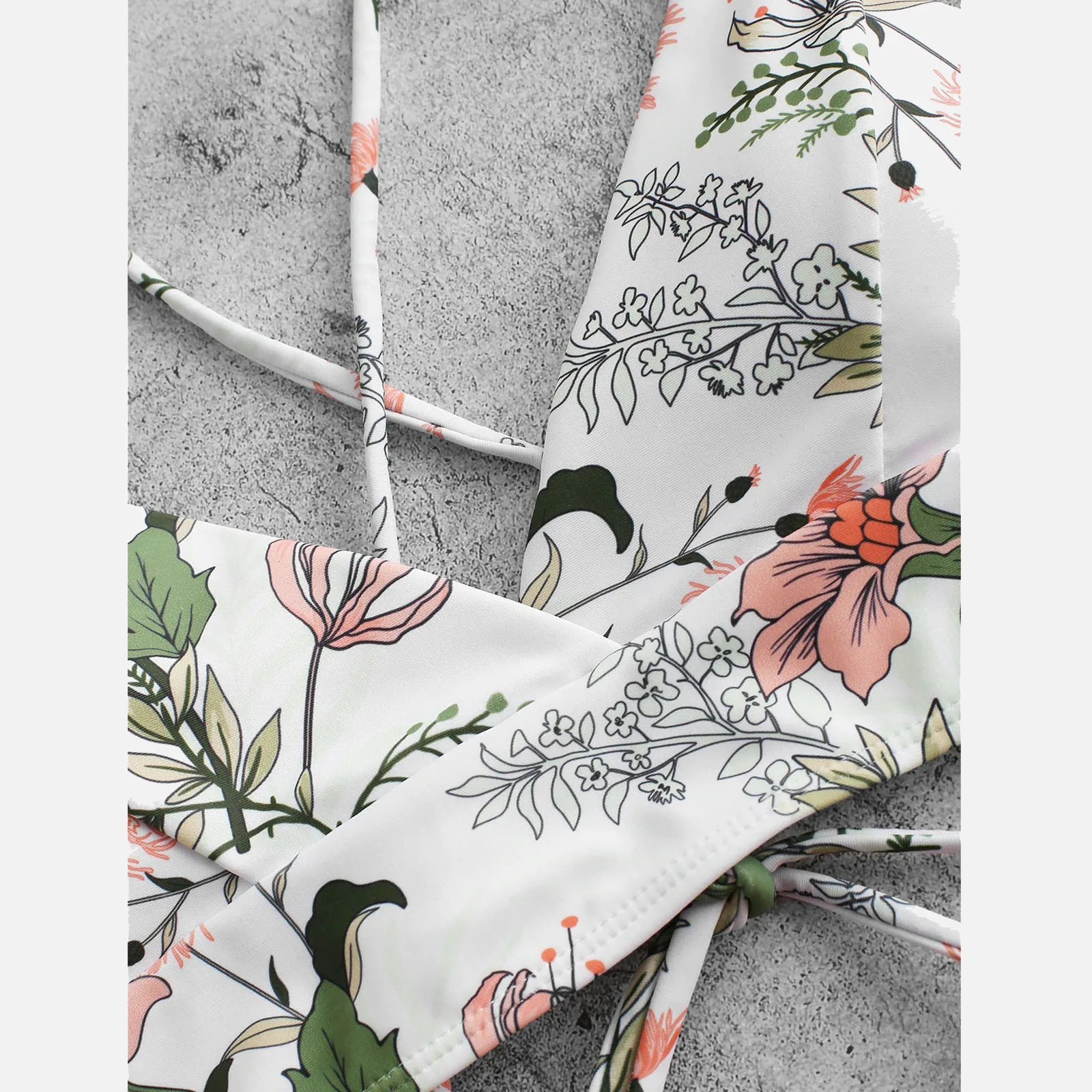 Bikini con tirantes de flores estampados, traje de baño Sexy de cintura alta con colisión de colores, almohadillas de sujetador extraíbles de tamaño de dos piezas, traje de baño informal