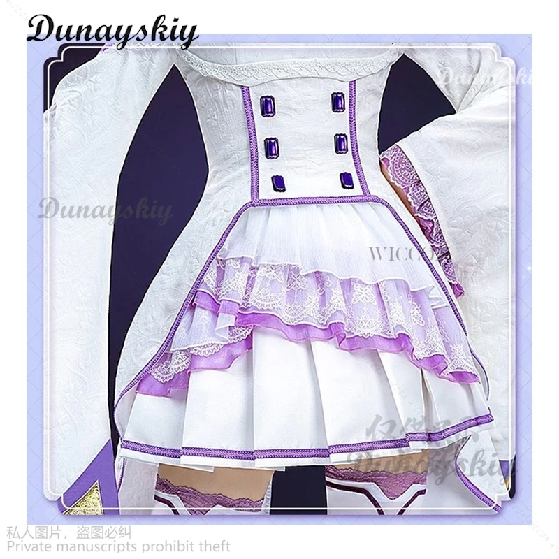 Anime Cosplay Costumes pour femmes, Re ontariKara Hajimeru Isekai Seikpetrol Emilia, robe avec coiffure pour la fête d'Halloween, Lolita Cos