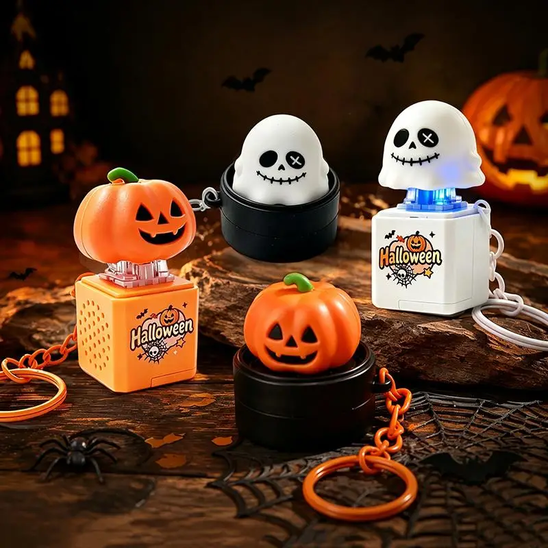 Halloween Fidget Keychain Cute Spooky Pumpkin Ghost Light Up Sensory Toy for Kids Halloween Party Favors Home Decor