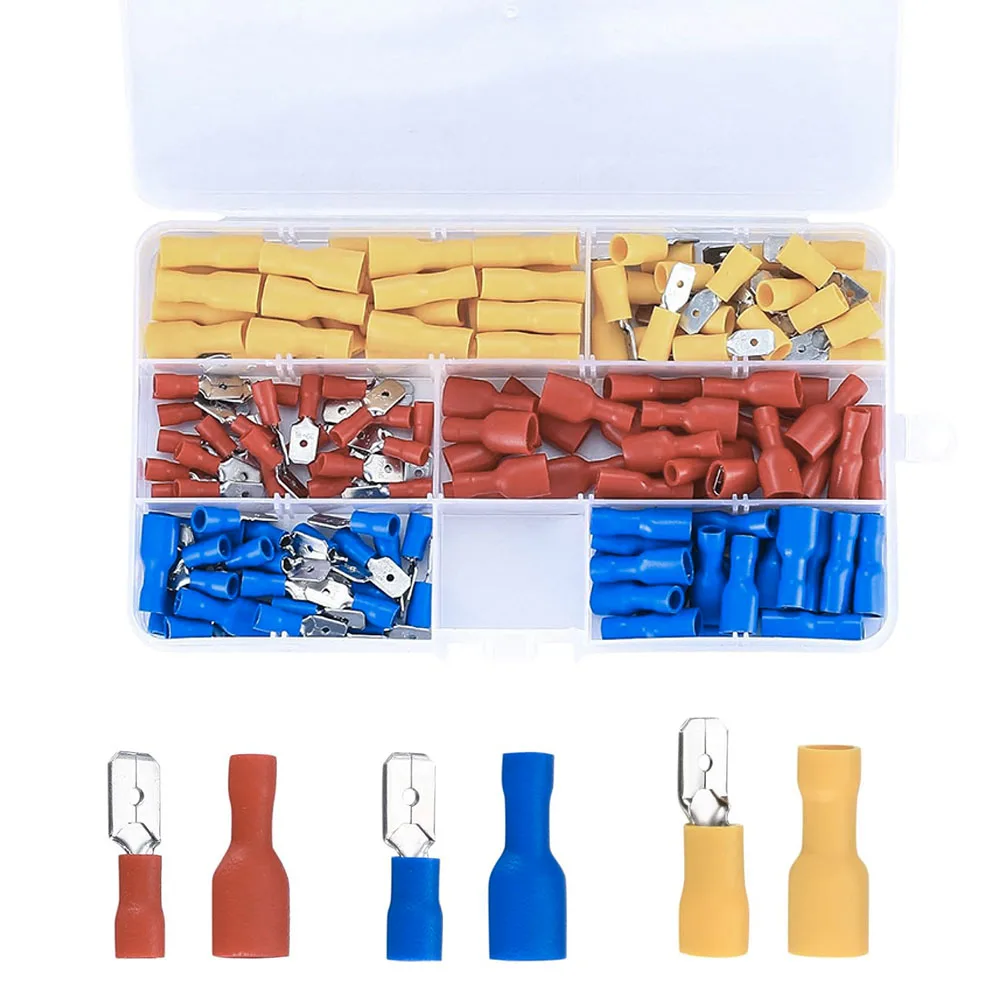 150Pcs Electrical Wire Connectors Kit Insulated Wire Crimp Connectors Electrical Cable Connectors Assorted Spade Wire Connectors