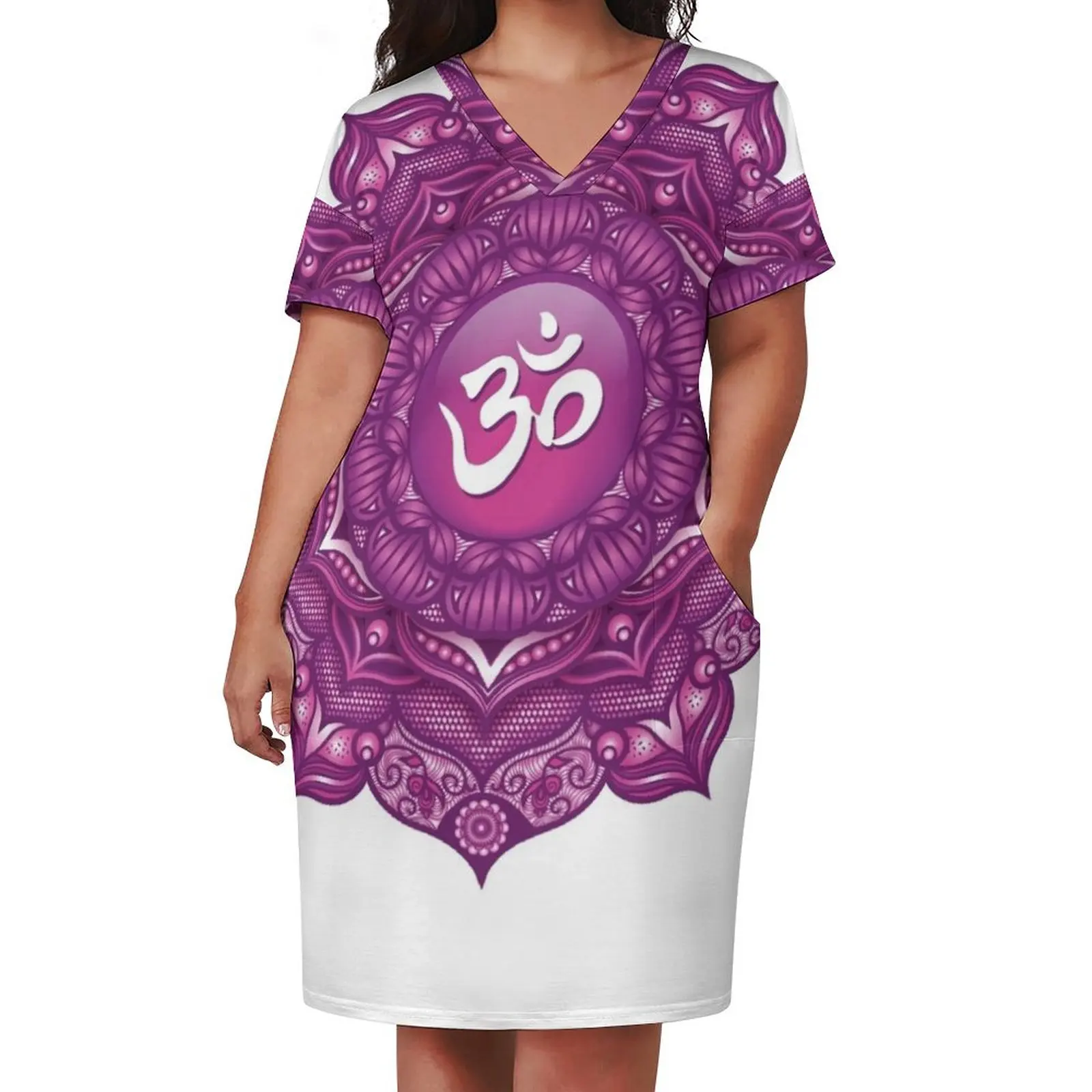 Crown Chakra Mandala - 02 OWBG Loose Pocket Dress loose women's dress summer dress women 2025