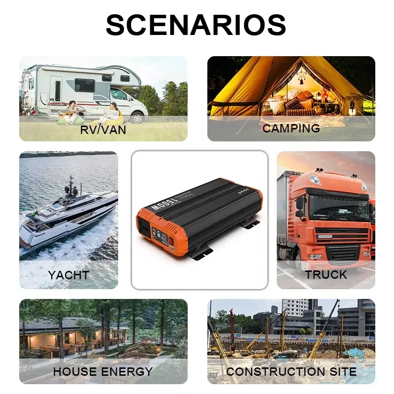 FCHAO 1500 Watt 50Hz Wechselrichter EU-Stecker DC 12V zu AC 220V/230V Reiner Sinuswellen-Wechselrichter für den Heimgebrauch, Wohnmobile und Outdoor-Reisen – Detail 7