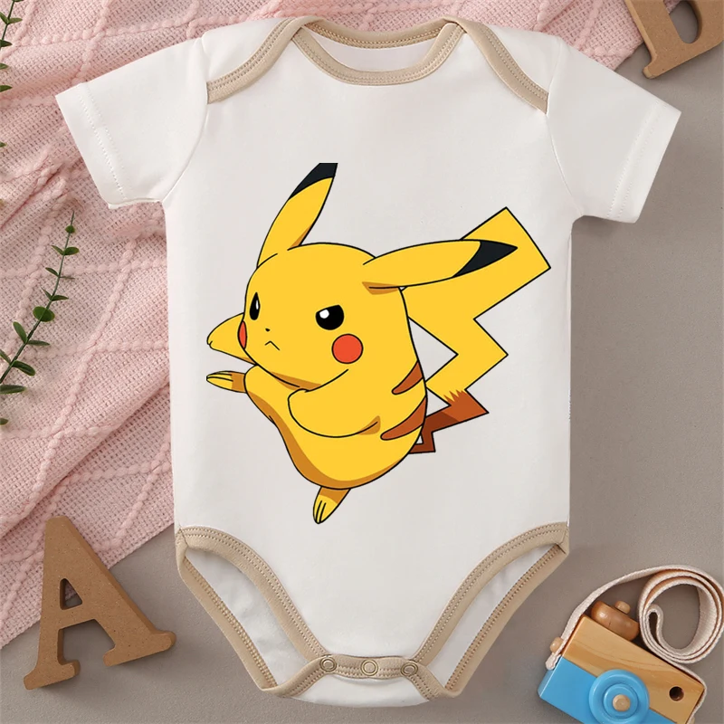 

MINISO Pocket Monster Pikachu 100% Cotton Cloths Japanese Style Bodysuit for Baby Onesie Jumpsuit for 0 To 12 Months Newborn