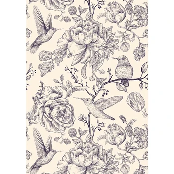 ورق حائط من الفينيل ذاتي اللصق لتزيين الجدران ، ملصق قشر وعصا ، نقارة خشب وورود ، طيور حبر ، غرفة نوم ومقصورة ، قابلة للإزالة