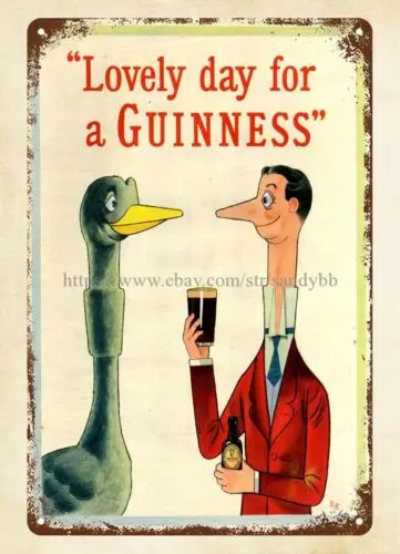 1p,Lovely Day for a Guinness beer 1954 ostrich metal tin sign home deco shop