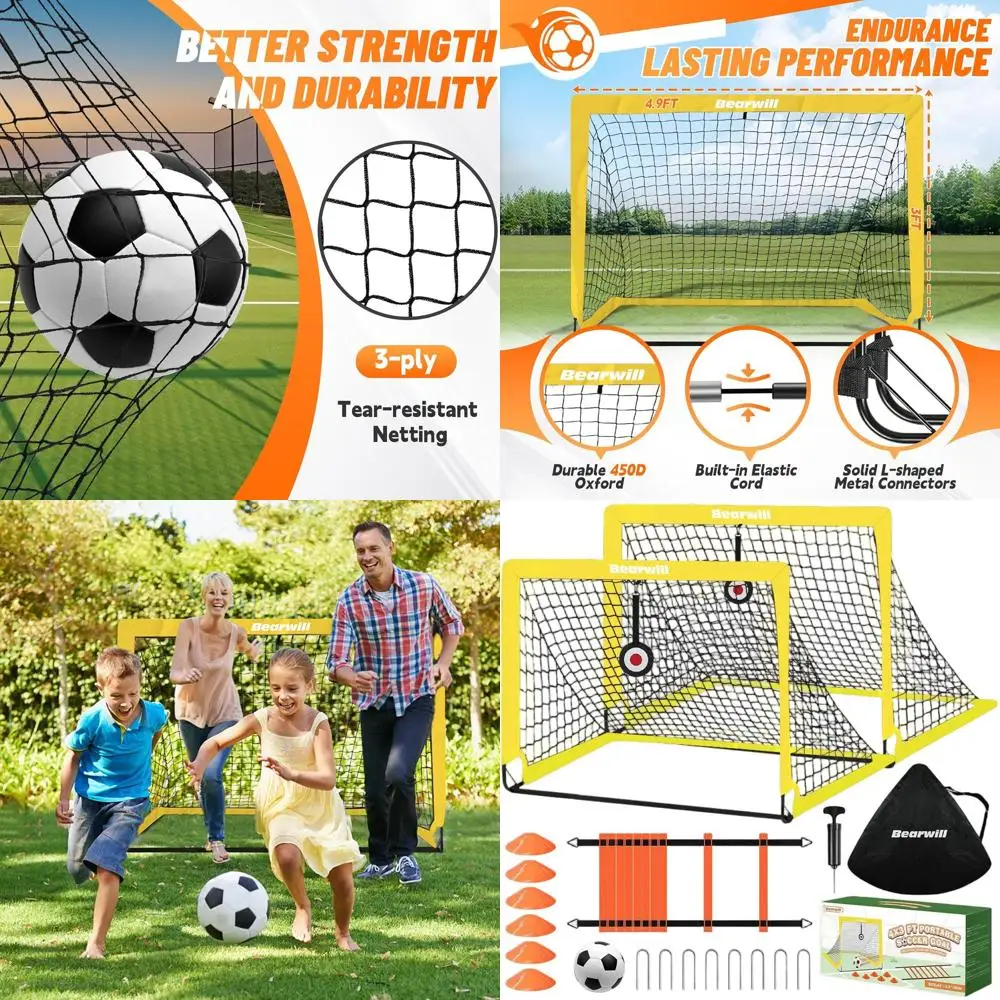 

Portable 4x3ft Soccer Goal Set for Kids, Complete with Ball, Ladder, Cones, and Targets for Training