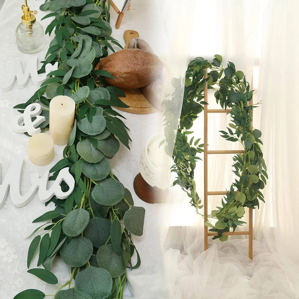 6.5Ft Artificial Eucalyptus Garland Hanging Fake Plants Vine for Room Wedding Arch Table Runner Home Party Decor Greenery Plant