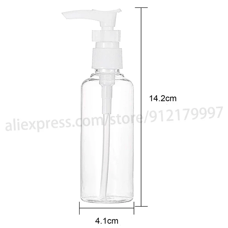 Botella transparente con bomba para viaje, dispensador de loción rellenable, jabón líquido, champú, contenedor de cosméticos, 100ml, 6 uds.