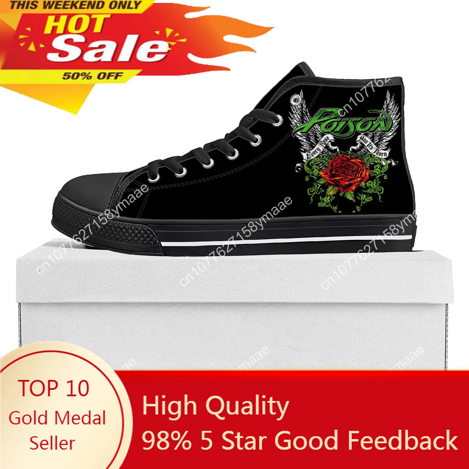 

Poison Rock Band High Top High Quality Sneakers Mens Womens Teenager Canvas Sneaker Casual Custom Made Shoes Customize DIY Shoe