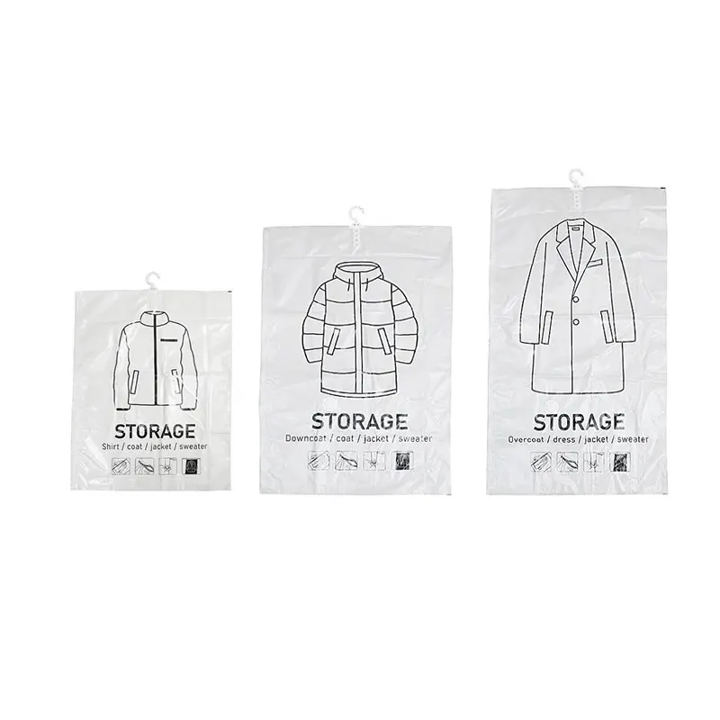 Hanging Vacuum Storage Space Saver Bags for Clothes for Suits, Dress, Jacket