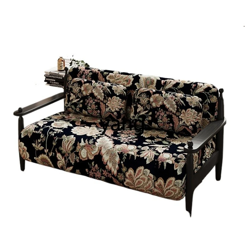 Lcx retro sofa bed solid wood folding dual-purpose medieval multi-functional double sofa bed