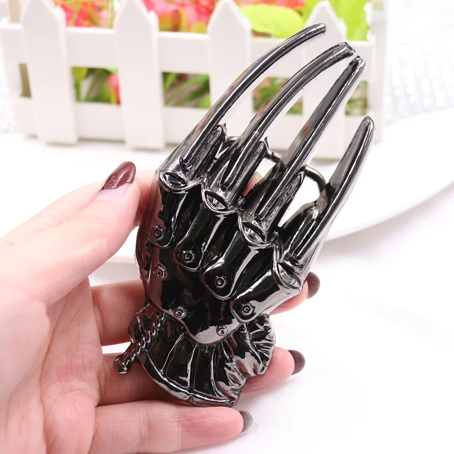 Western Cowboy Style Hand Skeleton Shaped Belt Buckle Metal Rock Punk Finished Buckle Clip for DIY Accessory Jean Decor Fastener