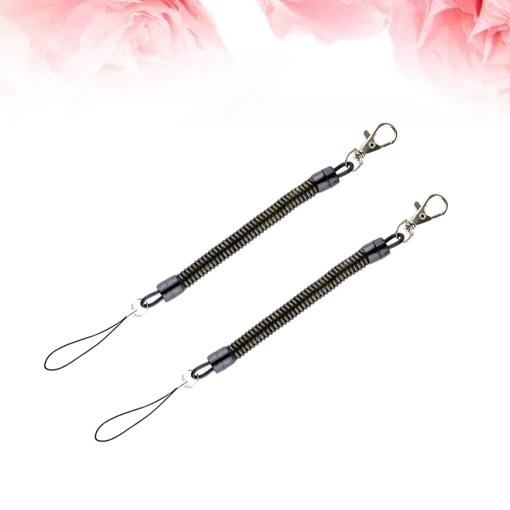 2 قطعة سلسلة المفاتيح حبل الربيع لفائف مطاطا سوار قابل للسحب مفتاح Fobs المنظم الأسود المفاتيح الربيع لفائف قابل للسحب حبل