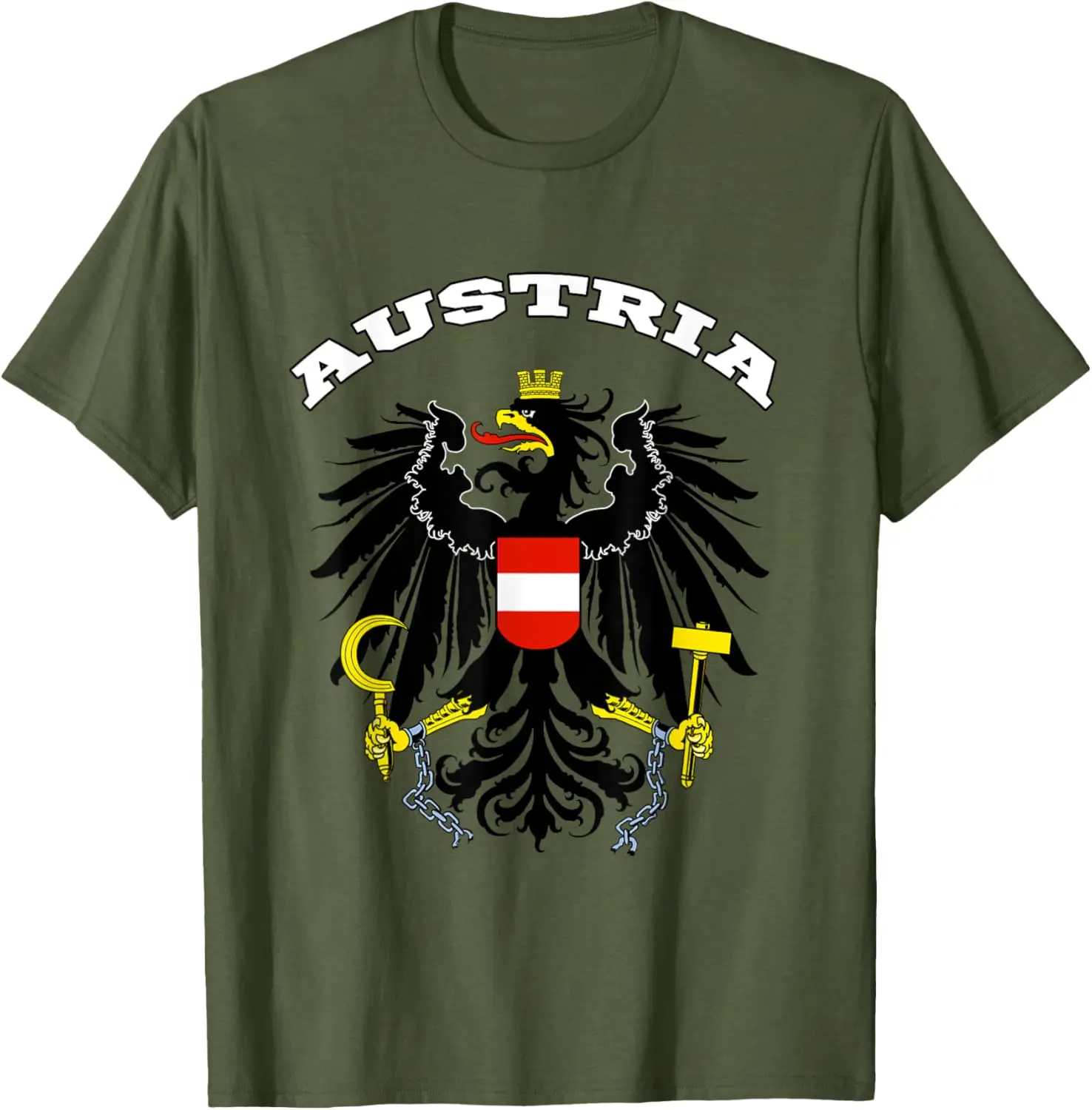 

Austria Coat of Arms Flag Souvenir Men T-Shirt Short Sleeve Casual 100% Cotton Shirt
