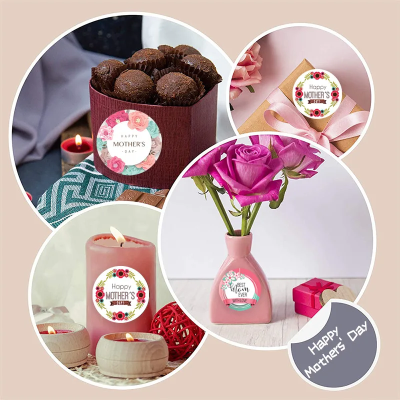 50-500pcs Mother's Day Decoration Thanksgiving Gift Series Sticker Labels