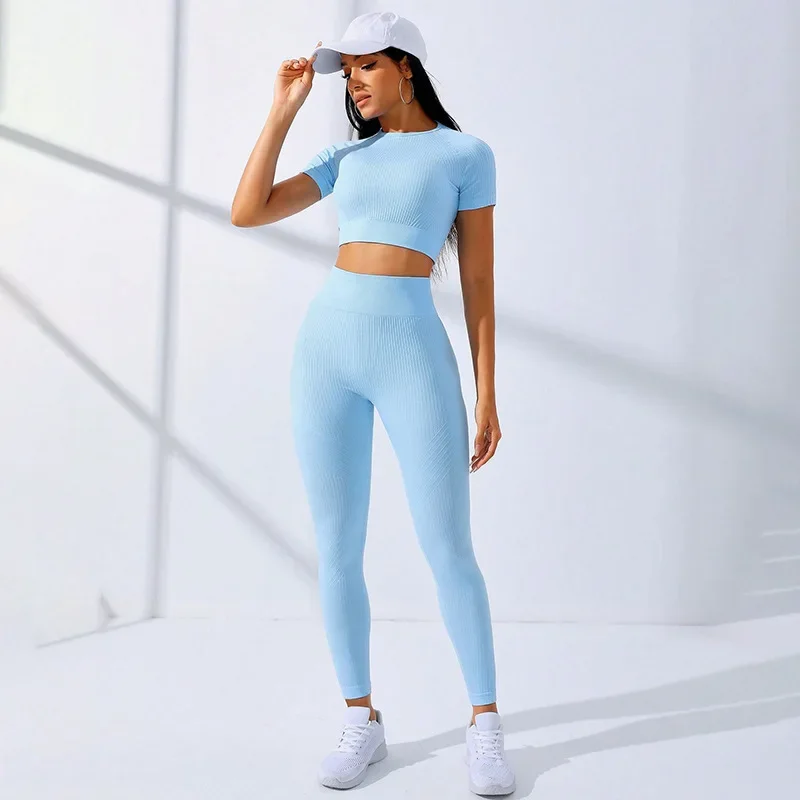 Sportswear Woman Gym Women's Two Pieces Pants Sets Sport Outfits Fitness Yoga Clothing Workout Set Active Wear Sporty Woman Suit