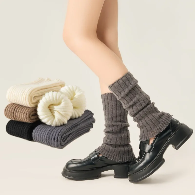 2 Pairs Lolita Leg Warmers JK Bubble Socks Y2K Wool Knitted Ruffled Long Socks Foot Cover New Arm Warmer Crochet Sock Boot Cuffs