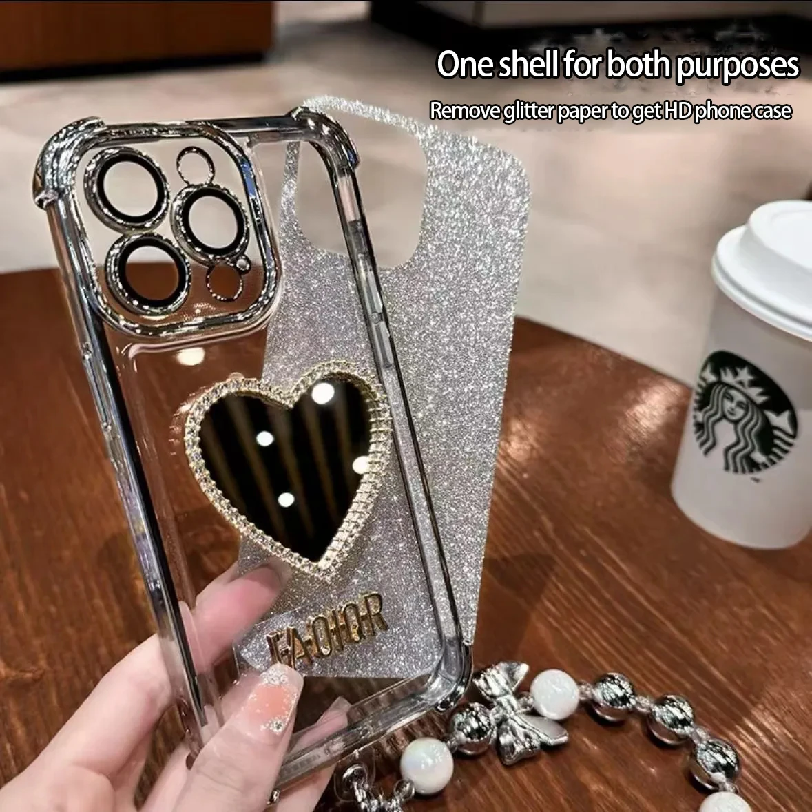 New for Apple 15 quad-corner airbag Glitter Love lens phone case anti-fall light luxury Apple phone case