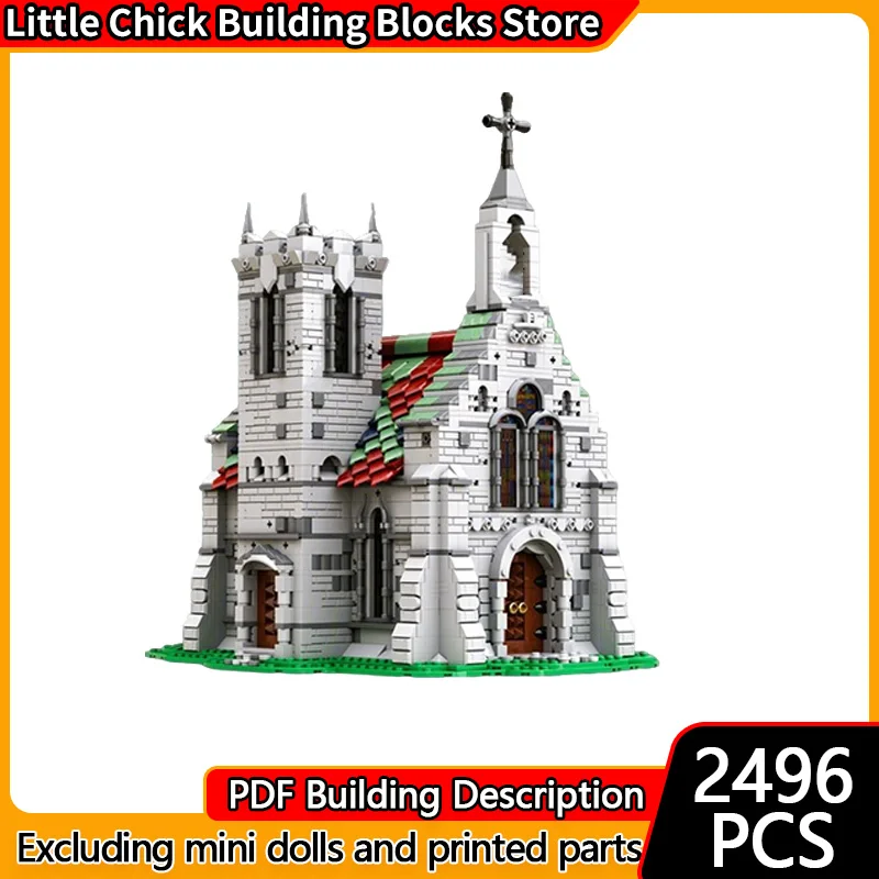 Street View Modello MOC Mattoni da costruzione L'Antica architettura della chiesa Tecnologia modulare Regali di festa per bambini Assemblare giocattoli