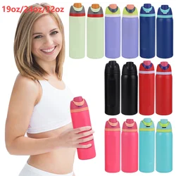 24/32oz Straw Double-Layer Insulated Cup 304 Stainless Steel Sports Water Bottle Travel Vacuum Flask for Outdoor Camping Sports