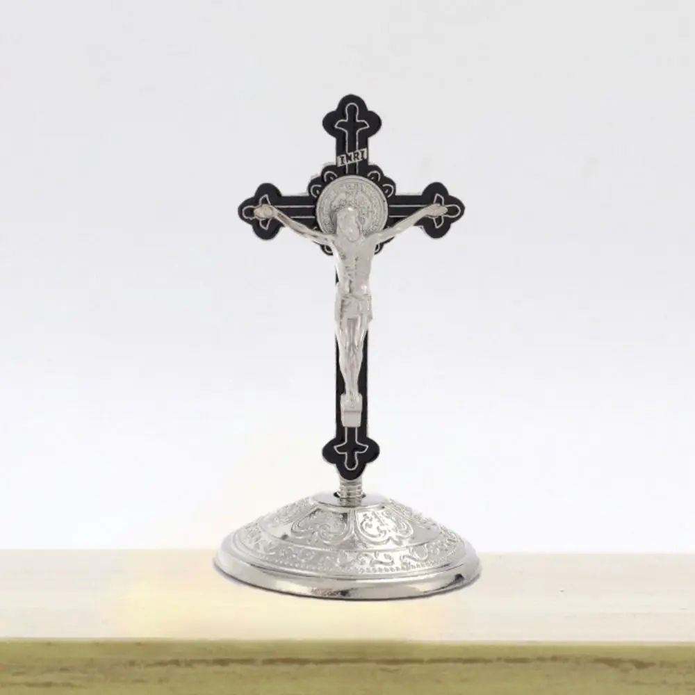 레트로 스탠드 교회 십자가 장식품 종교 수제 합금 십자가 장식품 공예 도금 골드 동상 교회