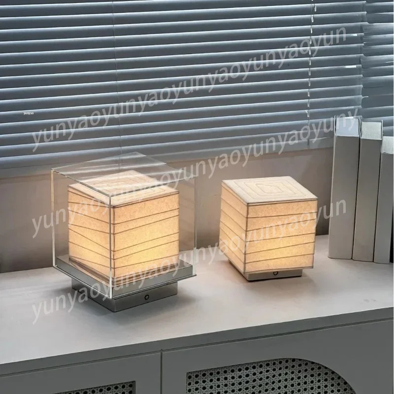 Rechargeable Handmade Rice Paper Desk Lamp, Suitable for Ambient Lighting in Hotel Corridors,  Study Rooms and Bookstores