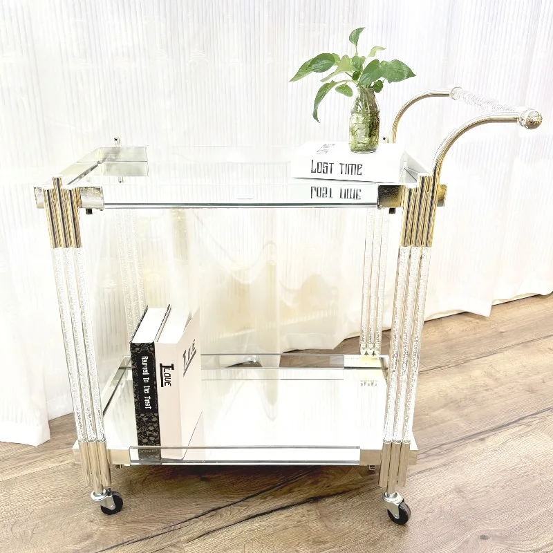 Luxury Mirror Silver Simple Arabic Metal Dining Car for Hotel Lobby Family Restaurant Festival Decoration Dessert Dining Car
