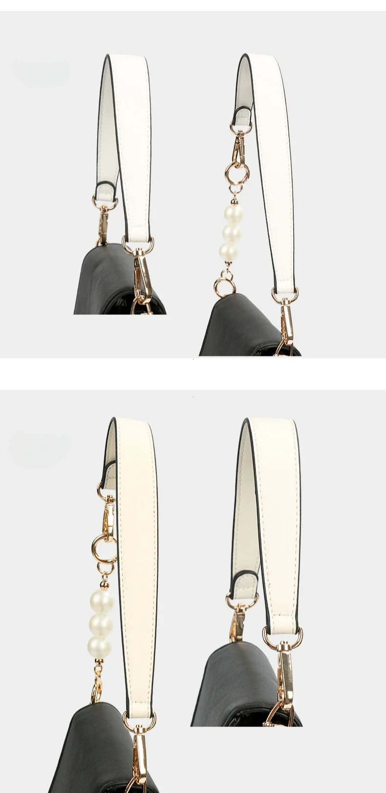 100% Genuine Leather Bag Strap Handbags Handles For Handbag Short Bag Strap Purse Strap Golden Buckle Replacement Bag Belt Band