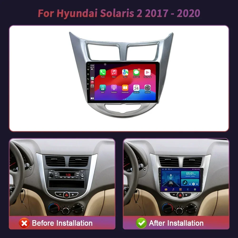 Android 14 For Hyundai Solaris 1 Accent 2010-2016 Wireless Carplay Stereo 2DIN 4G Car Radio Multimedia Navigation Screen