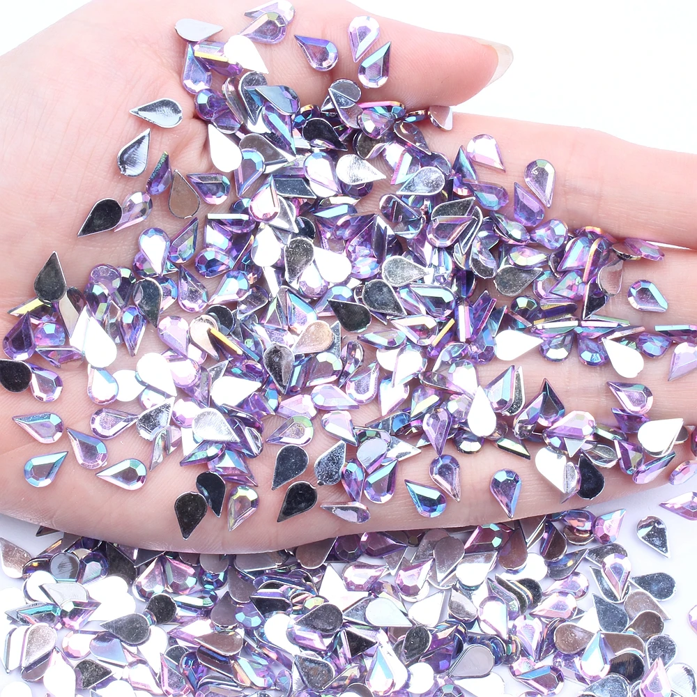 5x8mm 10000pcs Flat Facets Acrylic Rhinestone Tear Shape Many Colors Choose DIY Nail Art Decorations Glue On Garments Crafts