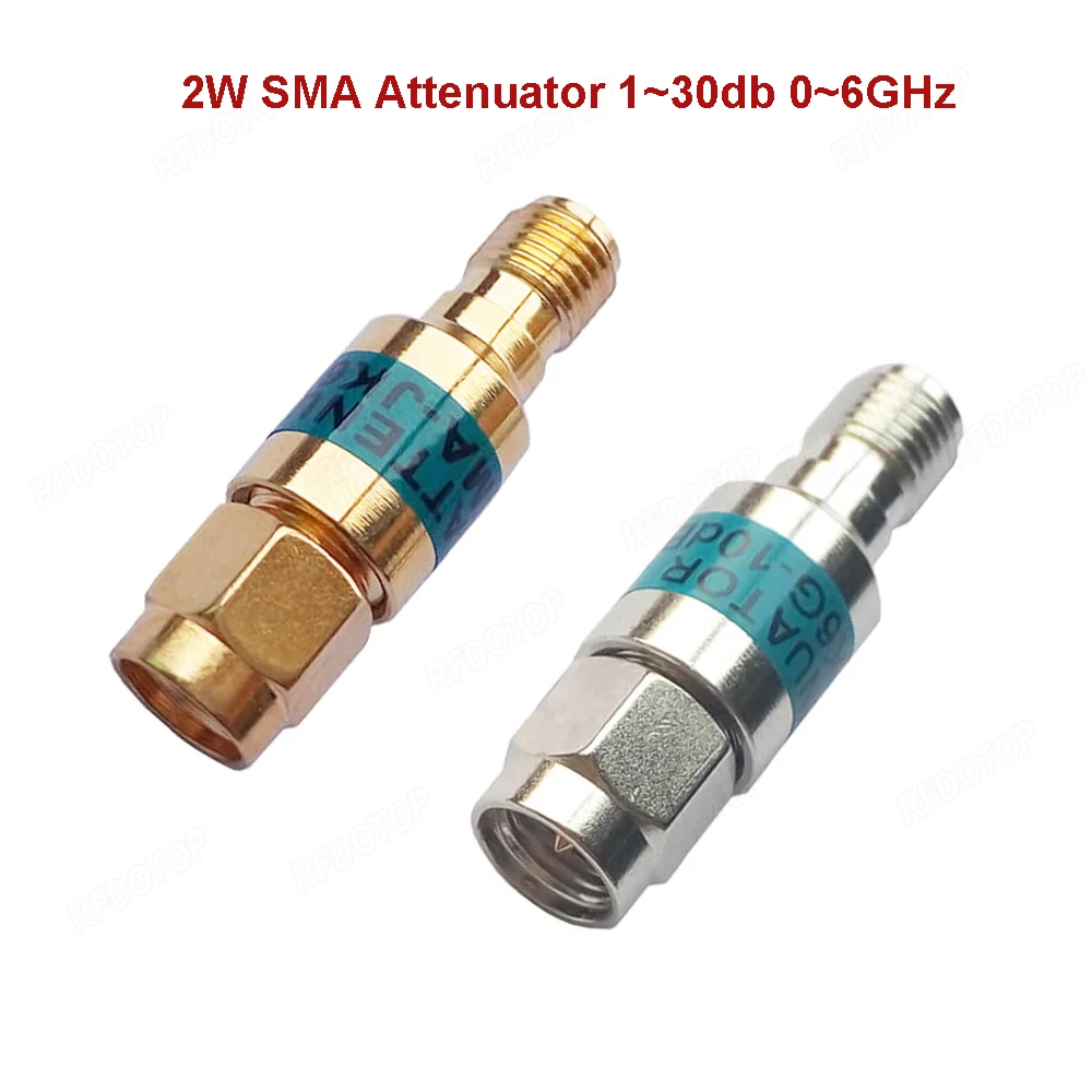 2W DC-6GHz, SMA Male to SMA Female Coaxial RF Attenuator 1~30db Attenuator SMA Fixed Connectors 304 Stainless Steel 50 Ohm